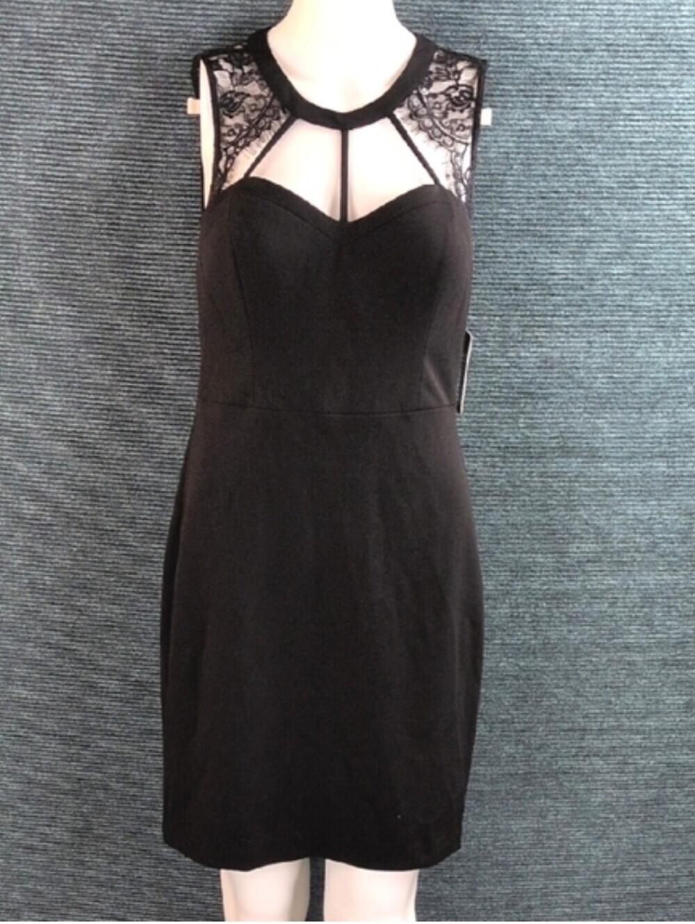 Guess Strappy Little Black Dress With Eyelash Lace
